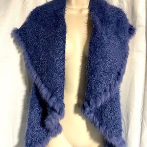 Plush Open-Front Faux Fur Vest in Deep Navy